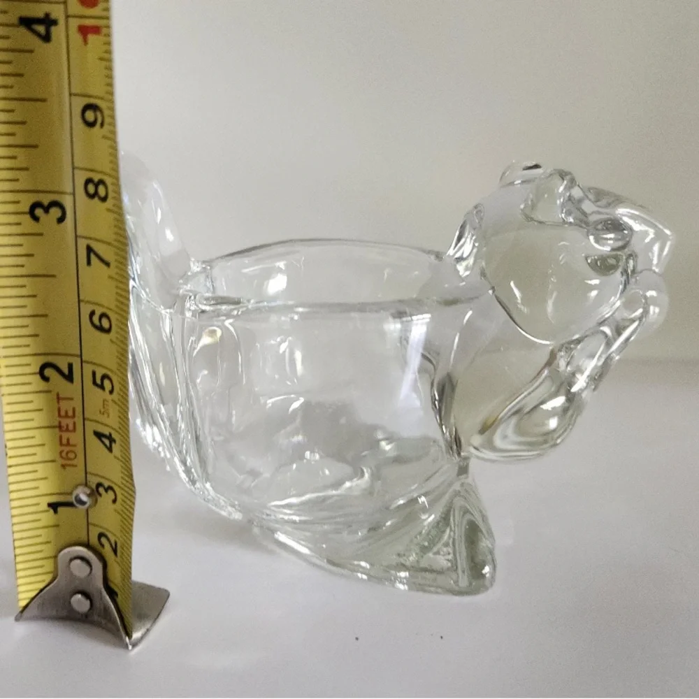 Avon clear glass squirrel votive candle holder